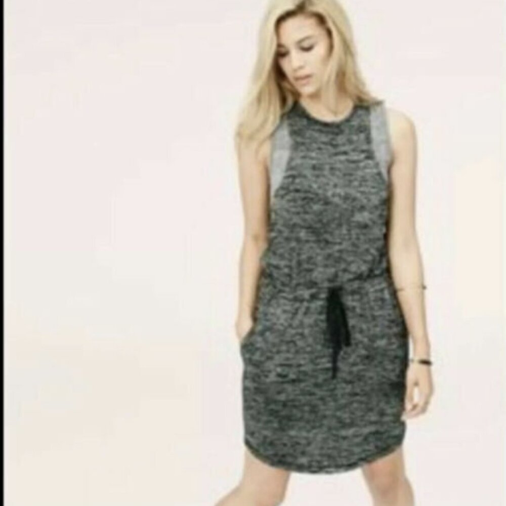 Lou & Grey Marled Space Dye Casual Tank Dress w/ Drawstring Waist - Extra Small